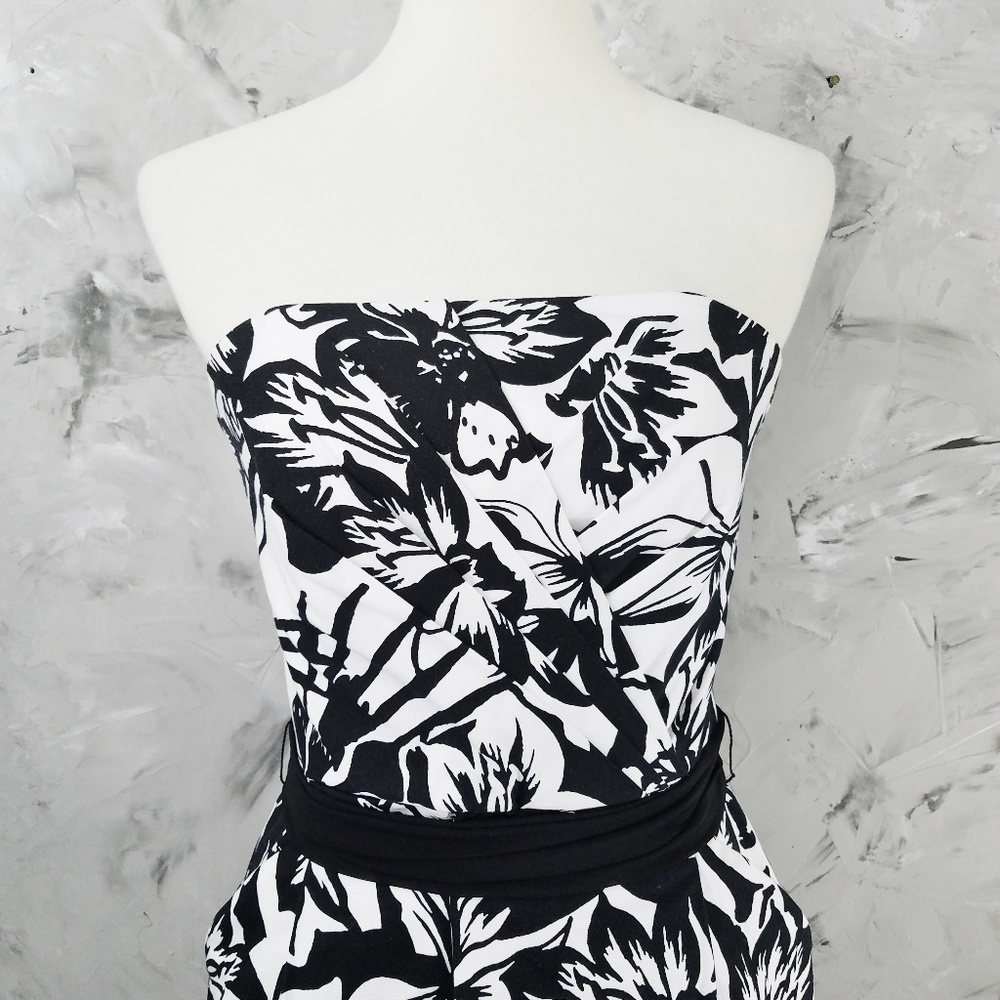 WHBM  Black & White Strapless Cocktail Dress - Picture 3 of 8